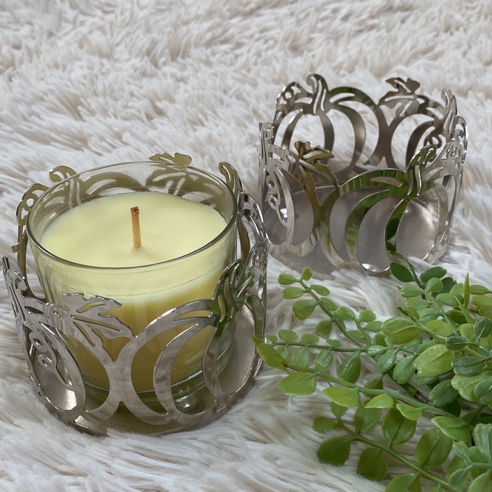 Sonoma Fall Pumpkin Candle Holders Set of 2 💗 Silver
